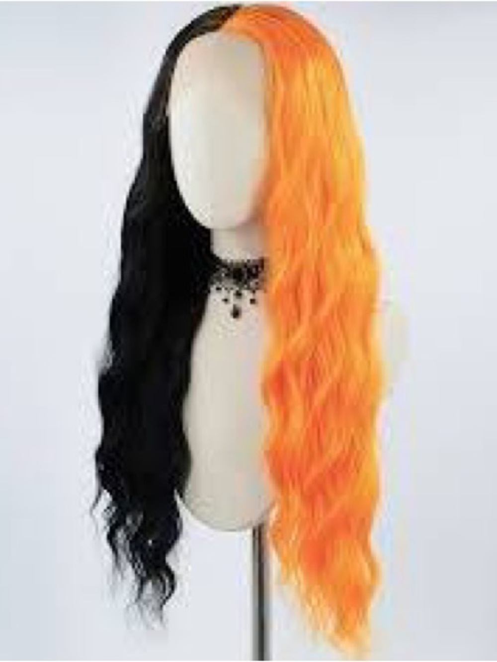 Spirit Two-Tone Black and Orange Split-Style Wig - Picture 8 of 8